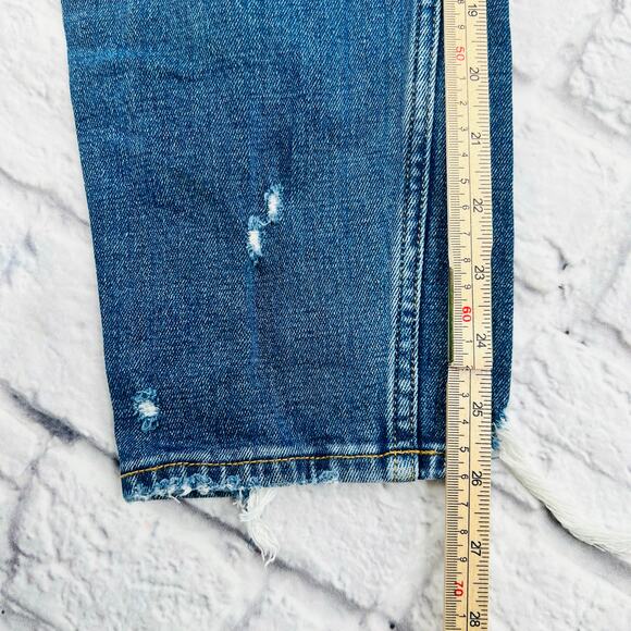 ABERCROMBIE & FITCH The Mom High Rise Jeans Size 2/26 Blue Distressed Denim - Picture 9 of 10